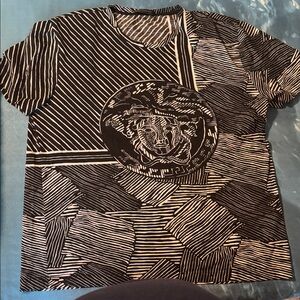 Versace Black and White Striped T-Shirt